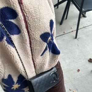 Anthro floral fleece coat